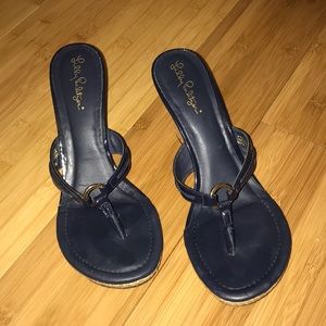 Size 10 Lilly Pulitzer Navy Wedge Sandel